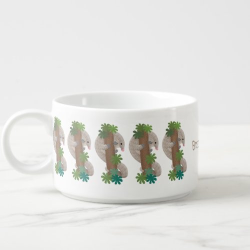 Cute happy pangolin anteater illustration bowl