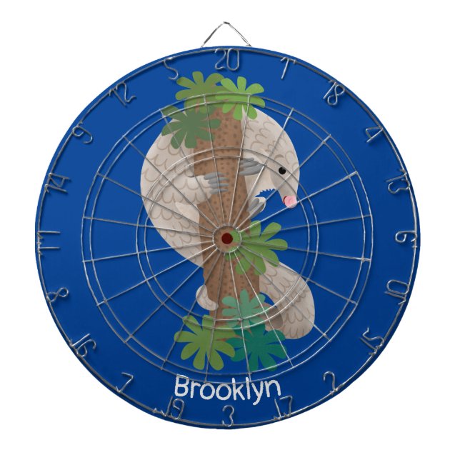 Cute happy pangolin anteater illustration dart board (Front)