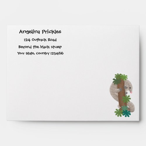 Cute happy pangolin anteater illustration envelope