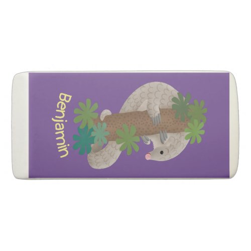 Cute happy pangolin anteater illustration eraser