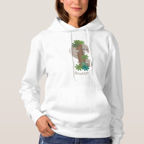 Cute happy pangolin anteater illustration hoodie