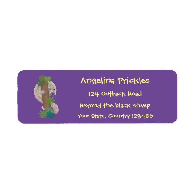 Cute happy pangolin anteater illustration label (Front)