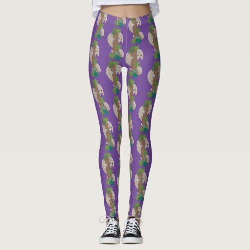 Cute happy pangolin anteater illustration leggings