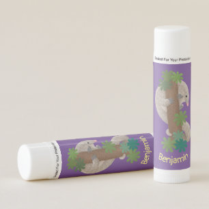 Cute happy pangolin anteater illustration lip balm