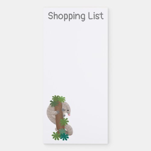 Cute happy pangolin anteater illustration magnetic notepad