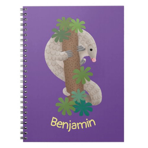 Cute happy pangolin anteater illustration notebook
