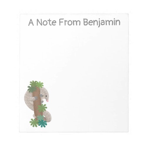 Cute happy pangolin anteater illustration notepad