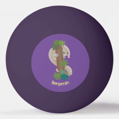 Cute happy pangolin anteater illustration ping pong ball