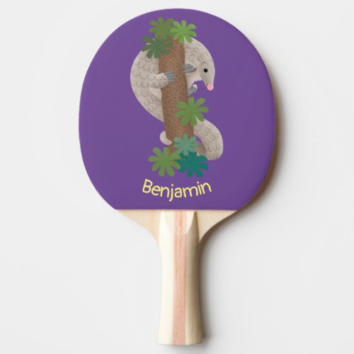 Cute happy pangolin anteater illustration ping pong paddle
