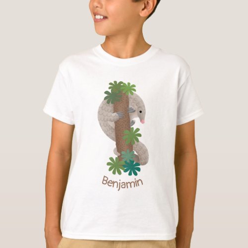 Cute happy pangolin anteater illustration T_Shirt