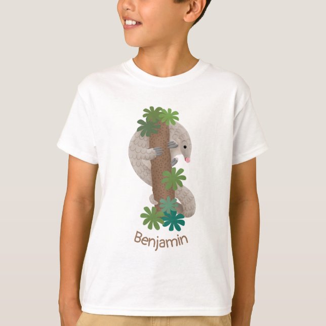 Cute happy pangolin anteater illustration T-Shirt (Front)