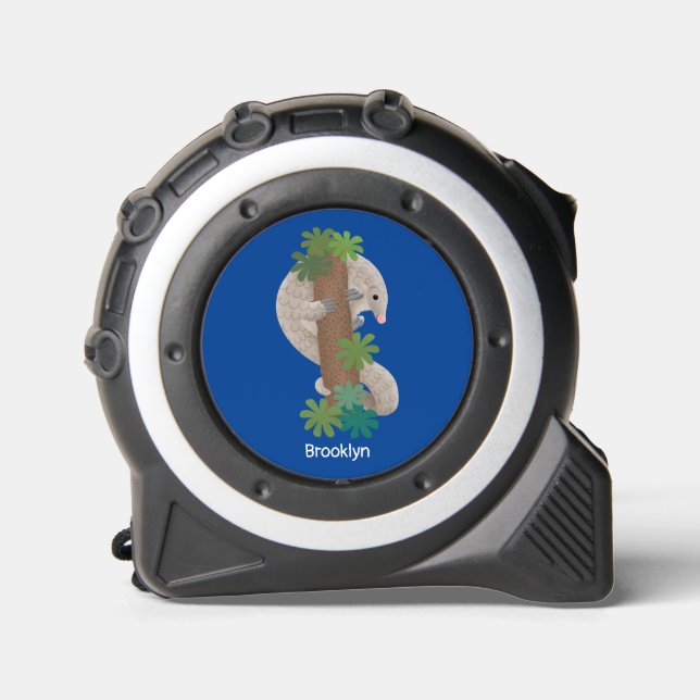 Cute happy pangolin anteater illustration tape measure (Front)