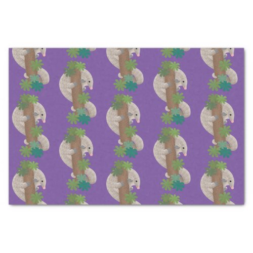 Cute happy pangolin anteater illustration tissue paper