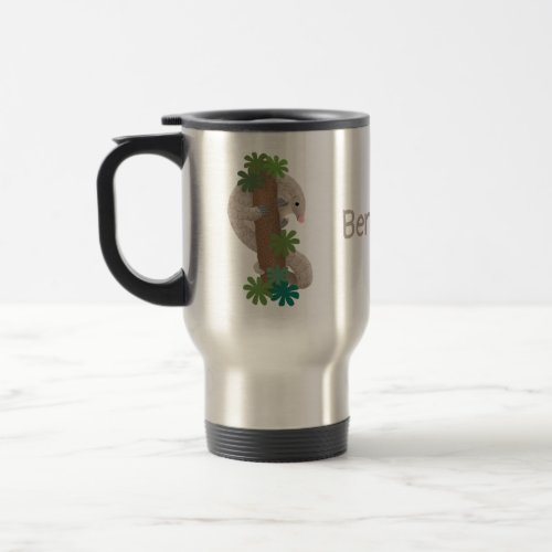 Cute happy pangolin anteater illustration travel mug