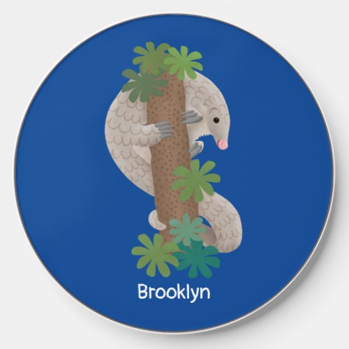 Cute happy pangolin anteater illustration wireless charger 