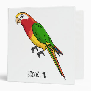Cute happy parrot cartoon illustration 3 ring binder