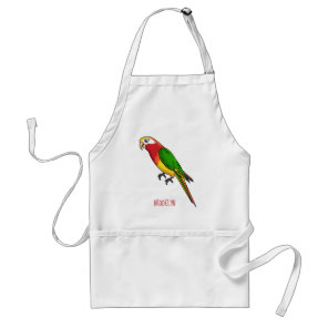 Cute happy parrot cartoon illustration adult apron