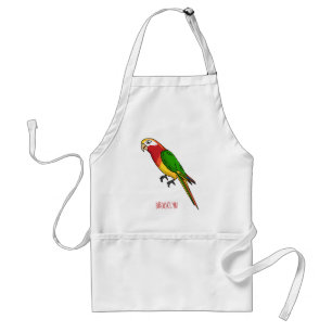 Cute happy parrot cartoon illustration adult apron