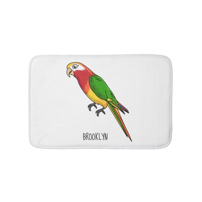 Cute happy parrot cartoon illustration bath mat (Front)