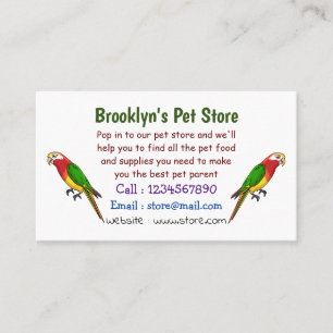 Cute happy parrot cartoon illustration business card