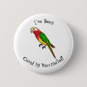Cute happy parrot cartoon illustration button