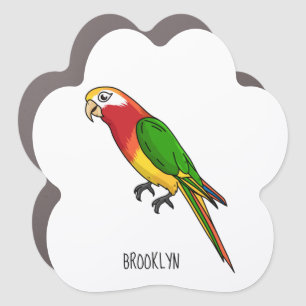 Cute happy parrot cartoon illustration car magnet