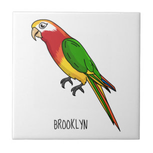 Cute happy parrot cartoon illustration ceramic tile