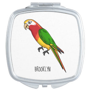 Cute happy parrot cartoon illustration compact mirror
