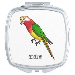 Cute happy parrot cartoon illustration compact mirror