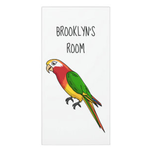 Cute happy parrot cartoon illustration door sign