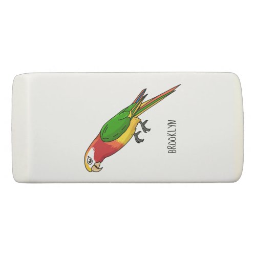 Cute happy parrot cartoon illustration eraser