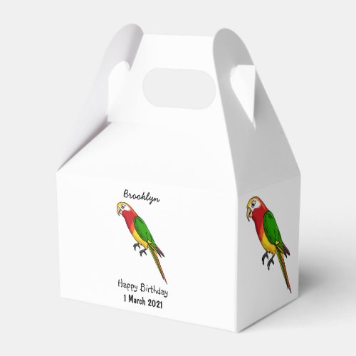 Cute happy parrot cartoon illustration favor boxes