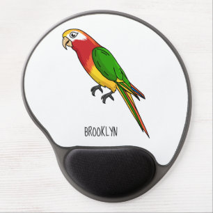 Cute happy parrot cartoon illustration gel mouse pad