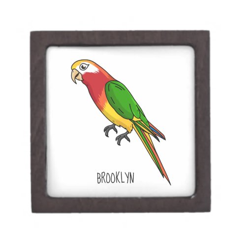 Cute happy parrot cartoon illustration gift box