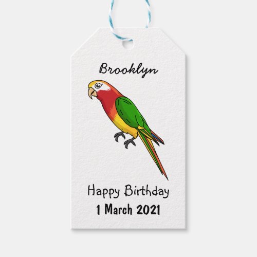Cute happy parrot cartoon illustration gift tags