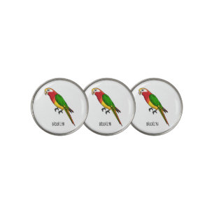 Cute happy parrot cartoon illustration golf ball marker