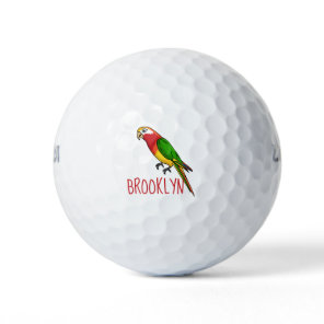 Cute happy parrot cartoon illustration golf balls