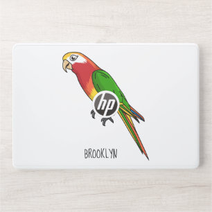 Cute happy parrot cartoon illustration HP laptop skin