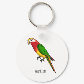 Cute happy parrot cartoon illustration keychain