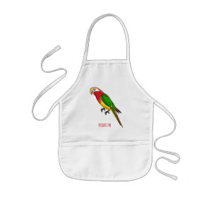 Cute happy parrot cartoon illustration kids' apron