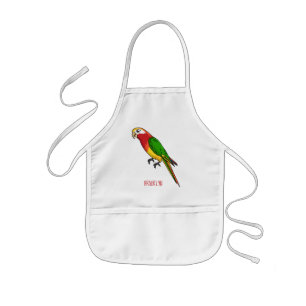 Cute happy parrot cartoon illustration kids' apron