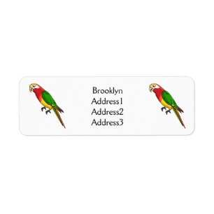 Cute happy parrot cartoon illustration label