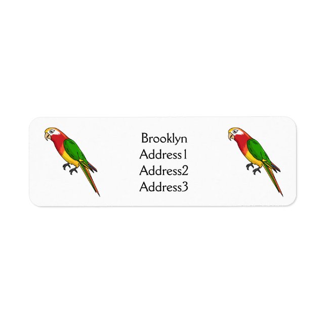 Cute happy parrot cartoon illustration label (Front)