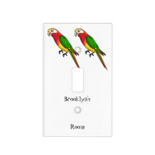 Cute happy parrot cartoon illustration light switch cover