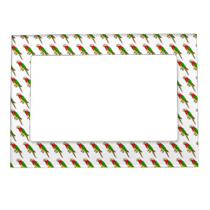 Cute happy parrot cartoon illustration magnetic frame