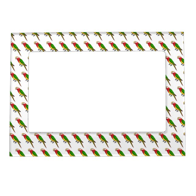 Cute happy parrot cartoon illustration magnetic frame (Front)