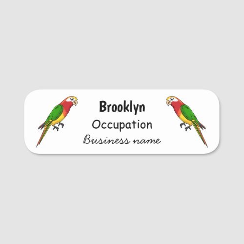 Cute happy parrot cartoon illustration name tag