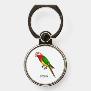 Cute happy parrot cartoon illustration phone ring stand