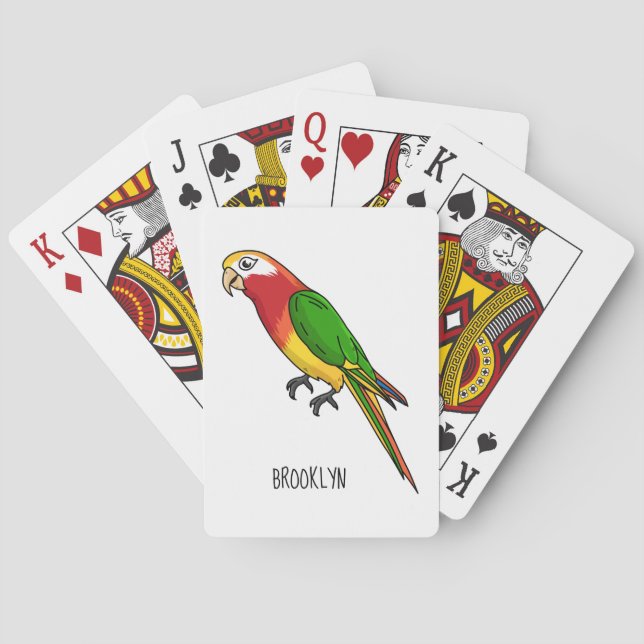Cute happy parrot cartoon illustration poker cards (Back)
