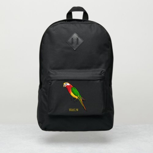 Cute happy parrot cartoon illustration port authority backpack